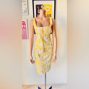 NWT Calvin Klein Yellow and White Midi Dress